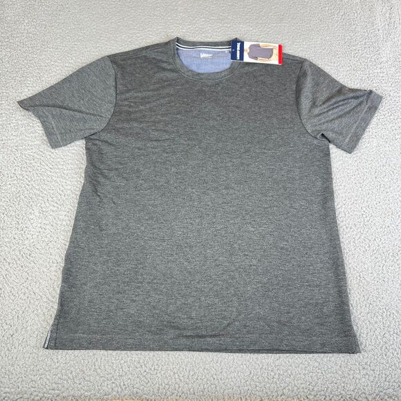 Lands End T-Shirt Mens Medium Dark Grey Crew Neck Lightweight Stretch - Picture 1 of 11